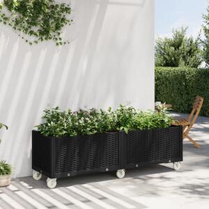 Jardinieră de grădină cu picioare, negru, 160x50x54 cm, PP