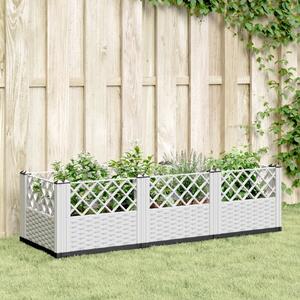 Jardinieră de grădină cu țăruși, alb, 123,5x43,5x43,5 cm, PP