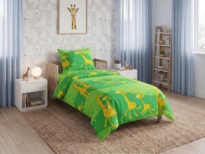 Lenjerie creponata pentru patut GIRAFFE verde