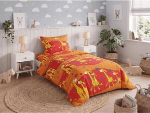 Lenjerie de pat creponata pentru patut GIRAFFE rosu