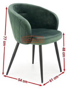 Scaun K430, verde/negru, stofa catifelata/metal, 61x54x77 cm