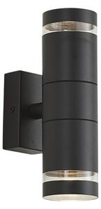 Lampă de perete modernă de exterior neagră cu 2 lumini IP44 - Dubbla