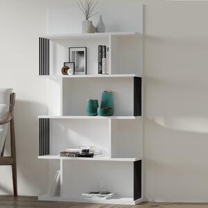 Biblioteca Alecia culoare alb si negru 160cm