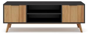 Comodă TV negru/natural din lemn de pin 140x53 cm Lavis – Marckeric