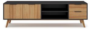Comodă TV negru/natural din lemn de pin 180x53 cm Lavis – Marckeric