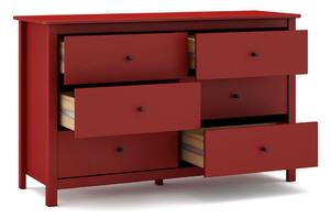 Comodă roșie joasă din lemn de pin 130x80 cm Misti – Marckeric