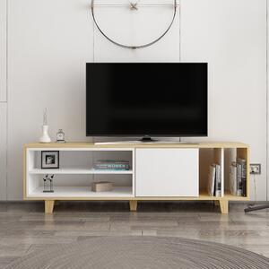 Comoda TV Rosmar, stejar/alb, PAL melaminat, 160x35x49 cm