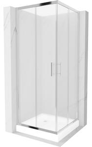 Mexen Rio, duș pătrat cu ușă glisantă 70(uşă) x 70(uşă) x 190 cm, sticlă mată 6mm, profil crom + cadă de duș albă RIO, 860-070-070-01-30-4510