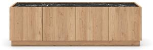 Comodă TV negru/natural cu aspect de lemn de stejar 160x48 cm Dione – Marckeric