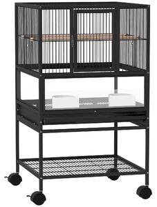 Pawhut Cușcă Metalică Rotile Acrilic Negru | Aosom Romania