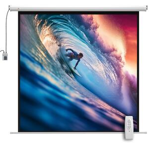 HOMCOM Ecran Proiector de 92 Inch cu Telecomandă, Pânză de Proiector Rulabilă din Plastic și Metal, 189,5x8x189,5 cm, Alb | Aosom Romania