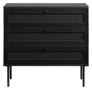 Comodă neagră joasă cu aspect de lemn de stejar 80x75 cm Pensacola – Unique Furniture