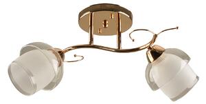 Candelabru Klausen Rosy PL2 Floral Chic 46x20x24 cm, 2x E27, Corp Iluminat Interior Metal Sticla Alb Auriu Elegant pentru Dormitor Living Dining