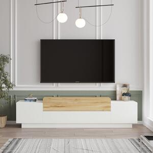 Comoda TV FD1-WK, alb/stejar, PAL, 160x37x39 cm