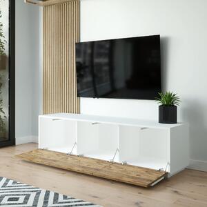Comoda TV FR4-AW, alb/stejar, PAL, 180x45x49 cm