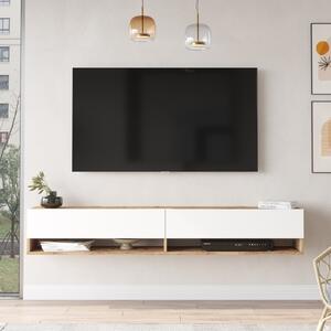 Comoda TV FR9-AW, alb/stejar, PAL, 180x32x29 cm