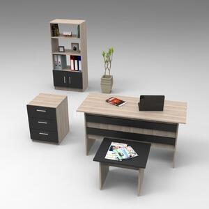 Set mobilier birou VO11 - OB, 4 piese, stejar/gri, PAL melaminat