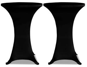 Husă de masă cu picior Ø70 cm, 2 buc., negru, elastic