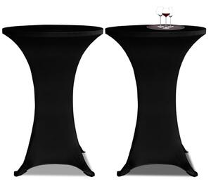 Husă de masă cu picior Ø70 cm, 2 buc., negru, elastic