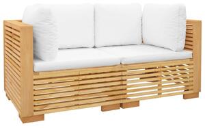 Canapele de colt de gradina cu pernuțe 2buc., lemn masiv de tec