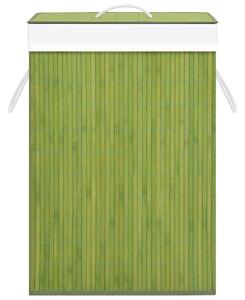 Coș de rufe din bambus cu 2 secțiuni, verde, 72 L