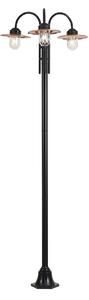 Lampă modernă de exterior neagră cu cupru 235cm 3 lumini IP44 - Kansas