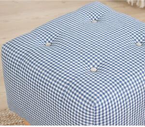 Taburet Dotted, alb/albastru, bumbac/material textil, 43x43x43 cm