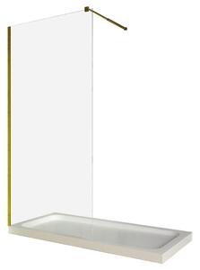 Perete dus / Paravan walk in, sticla transparenta, 6 mm, profil auriu, tija extensibila 800 x 2000 mm