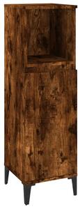 Dulap de baie, stejar afumat, 30x30x100 cm, lemn prelucrat