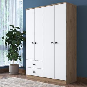 Dulap Haine Cedi 4 usi si 2 sertare si 2 bare de umerase, Nuc, 120x170x43 cm