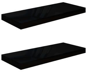 Rafturi de perete, 2 buc., negru extralucios 60x23,5x3,8 cm MDF