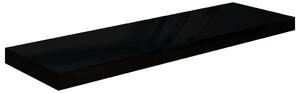 Raft de perete suspendat negru extralucios, 80x23,5x3,8 cm, MDF