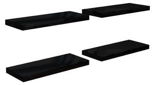 Rafturi de perete 4 buc. negru extralucios, 60x23,5x3,8 cm, MDF