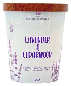 Lumânare Arome în sticlă cu capac metalic 255gLavender& Cedarwood
