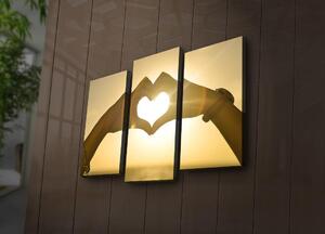 Tablou Canvas cu Led Hand Heart, Multicolor, 66x45 cm