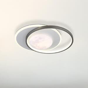 Globo Plafonieră LED Moon, negru/gri, metal, 37 cm, Negru, Hol, Metal