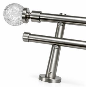 Galerie Velaria metalica dubla bara neteda capat Cristal 19 19, inox crom