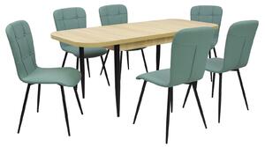 Set masă extensibilă Viena Stejar cu 6 Scaune Piele Luca Fistic