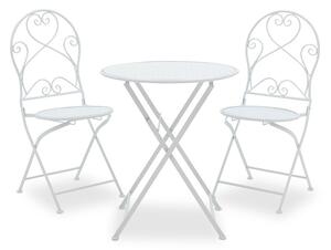 Set Masa si Scaune Gradina Walen 3 Piese Negru, Alb, 60x60x93 cm