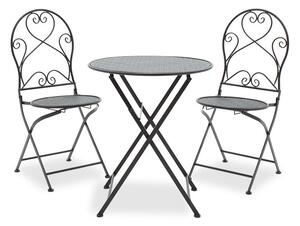 Set Masa si Scaune Gradina Walen 3 Piese Negru, Alb, 60x60x93 cm