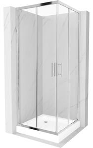 Mexen Rio, cabină de duș pătrată 70 x 70 cm, sticlă transparentă de 6 mm, profil cromat + cădiță de duș albă RIO, 860-070-070-01-00-4510