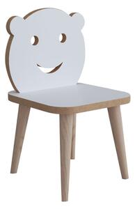 Scaun copii Jerry alb, lemn, Natural, 30x30x52 cm