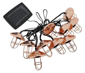 Ghirlandă solară LED, 10 LED-uri, 1,2 V, 300 mAh, 3,8 m, IP44, culoare cupru