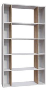 Biblioteca Sanborn, alb/stejar, PAL melaminat, 90x25x164 cm