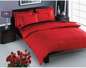 Lenjerie de pat și cearșaf din bumbac satinat pentru pat dublu Prestige Red, 200 x 220 cm, roșu