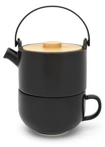 Ceainic din gresie ceramică cu cană Bredemeijer Umea, 500 ml, negru