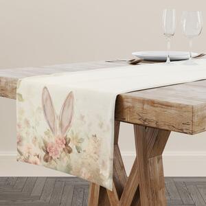 Napron Paste 40x150cm bumbac 100%, Elon floral pastelat si iepuras
