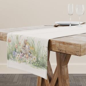 Napron Paste 40x150cm bumbac 100% cu flori, iepurasi si oua, Tuli
