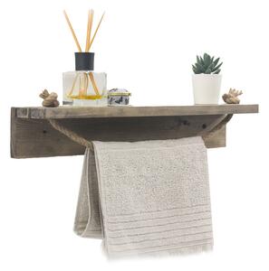 Etajera baie cu suport prosop Sidra lemn nuc, antic gri, 50x9x10 cm
