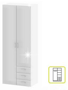 Dulap GWEN 70425, alb, PAL, cu 2 usi si 3 sertare, 78x50x200 cm